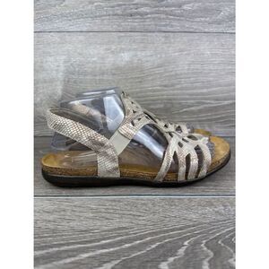 Naot Rebecca Women’s Sz 9/EU 40 Metallic Beige Snakeskin Print Leather Sandal